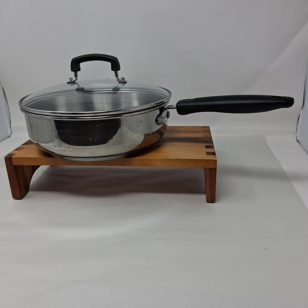 Revere S10h 3qt Stainless Steel Skillet Sauté Pan with Vented Glass Lid Silver